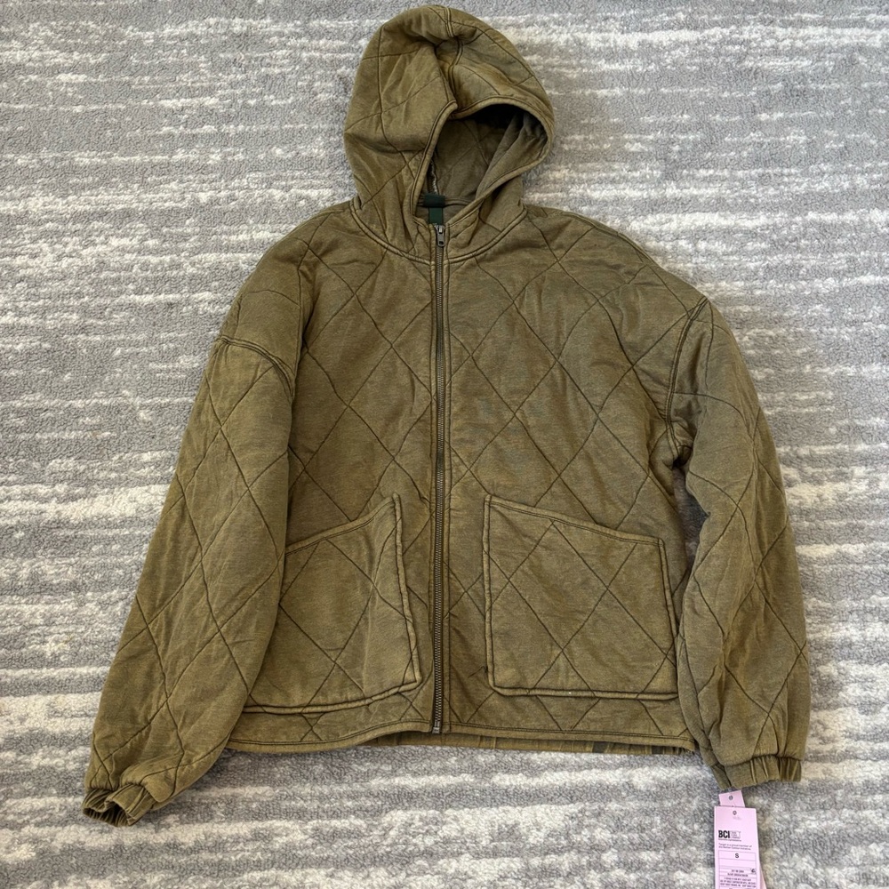 Wild Fable Quilted Hooded Jacket in Olive Green